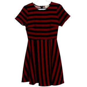 Everly Anthropologie skater retro striped short sleeve zip up dress women small